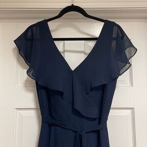 Babaroni Bridesmaid Maxi Dress Dark Navy Chiffon, NWOT size 8/10 check measure
